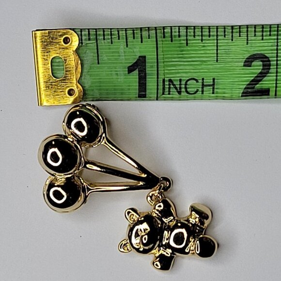 GOLD Tone Teddy Bear With Balloons Brooch Pin - Picture 4 of 7